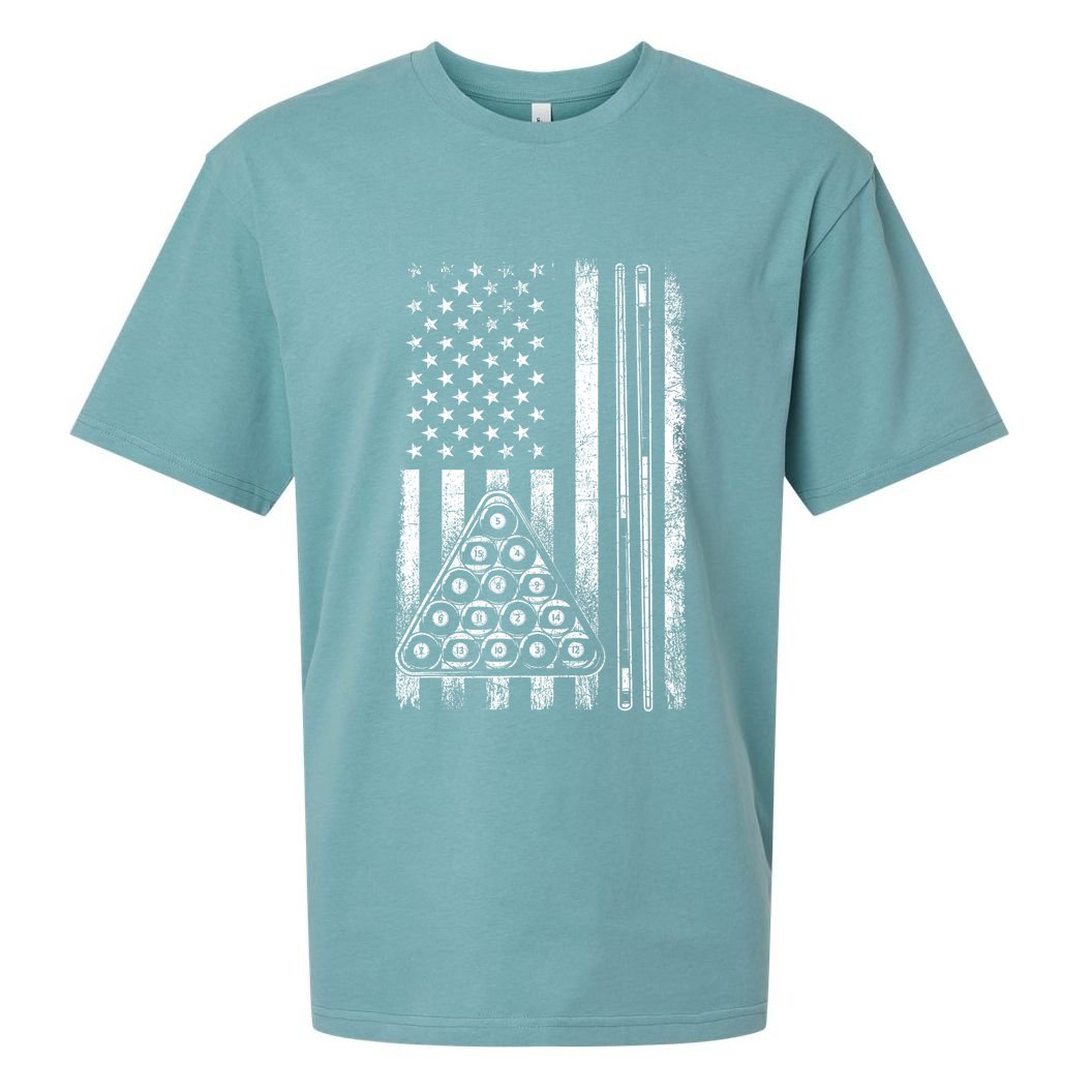 Usa American Flag Pool Player Sports Lover Billiard Game Gift Ideas For Fan Sueded Cloud Jersey T-Shirt