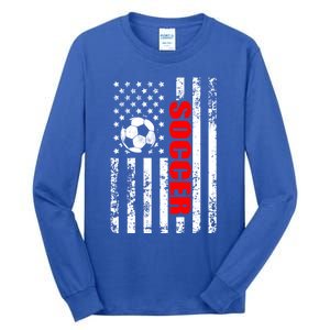 Us American Flag Soccer Patriotic Soccer Great Gift Tall Long Sleeve T-Shirt