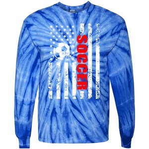 Us American Flag Soccer Patriotic Soccer Great Gift Tie-Dye Long Sleeve Shirt