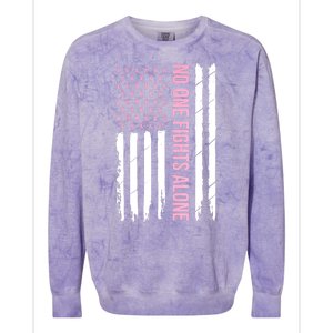 Usa American Flag Breast Cancer Awareness Ribbon Gift Colorblast Crewneck Sweatshirt