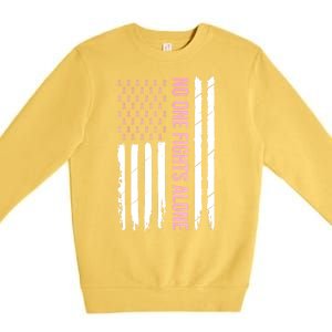 Usa American Flag Breast Cancer Awareness Ribbon Gift Premium Crewneck Sweatshirt