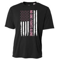 Usa American Flag Breast Cancer Awareness Ribbon Gift Cooling Performance Crew T-Shirt