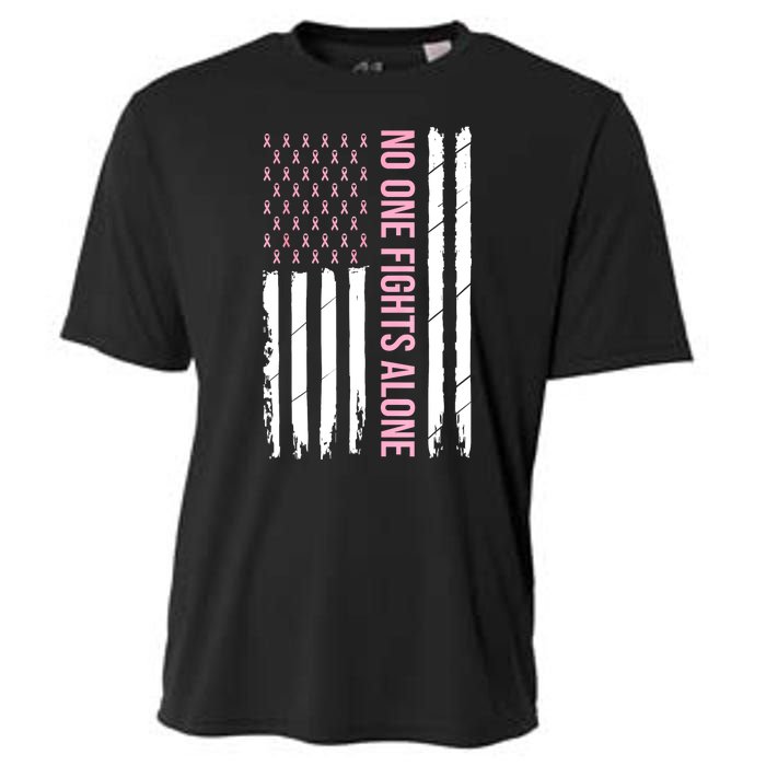 Usa American Flag Breast Cancer Awareness Ribbon Gift Cooling Performance Crew T-Shirt