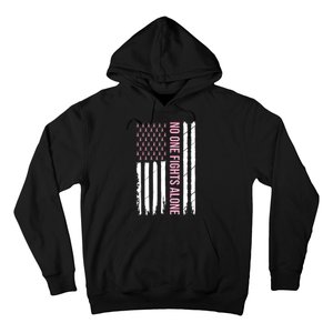 Usa American Flag Breast Cancer Awareness Ribbon Gift Hoodie