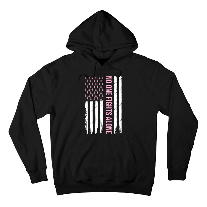 Usa American Flag Breast Cancer Awareness Ribbon Gift Hoodie