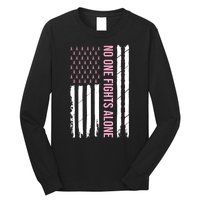 Usa American Flag Breast Cancer Awareness Ribbon Gift Long Sleeve Shirt