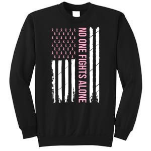 Usa American Flag Breast Cancer Awareness Ribbon Gift Sweatshirt