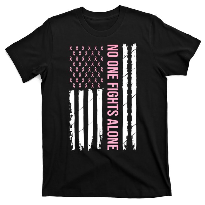 Usa American Flag Breast Cancer Awareness Ribbon Gift T-Shirt