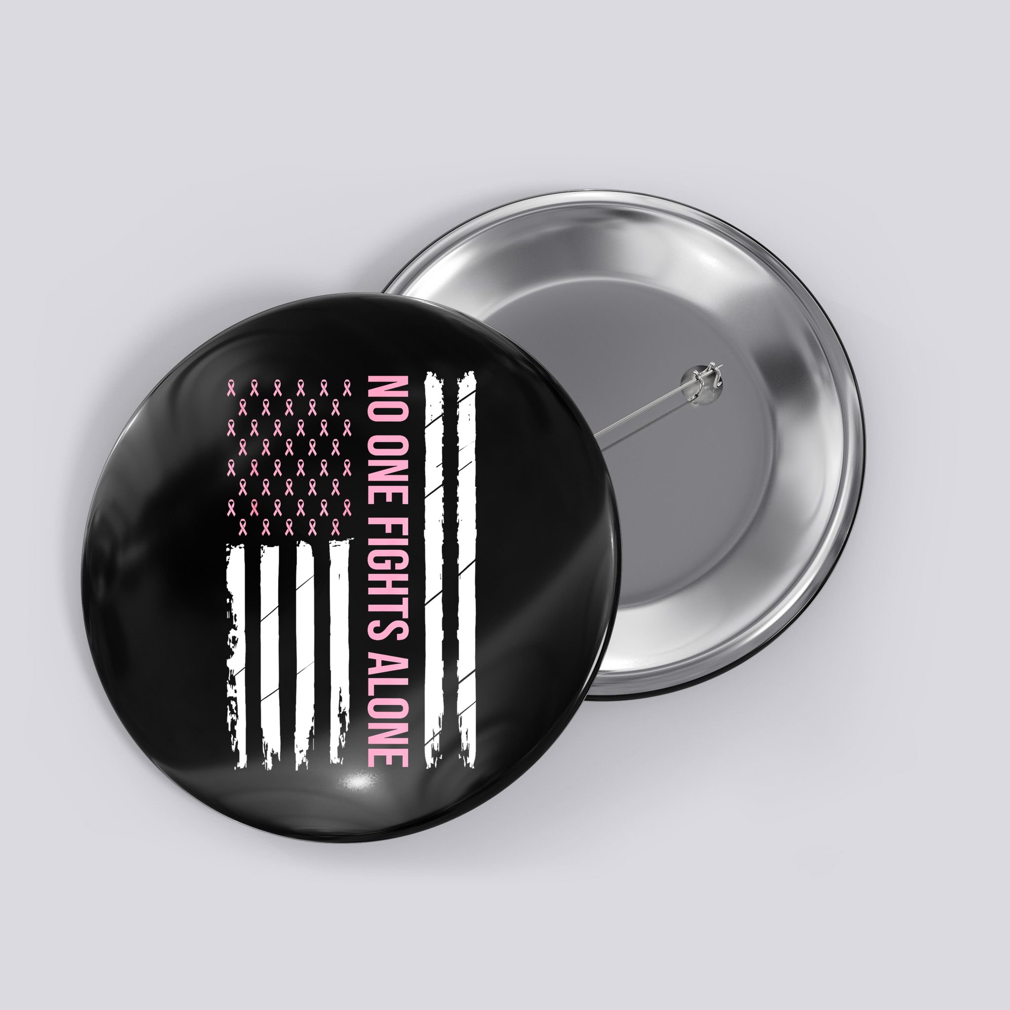 Usa American Flag Breast Cancer Awareness Ribbon Gift Button