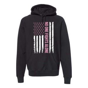 Usa American Flag Breast Cancer Awareness Ribbon Gift Premium Hoodie