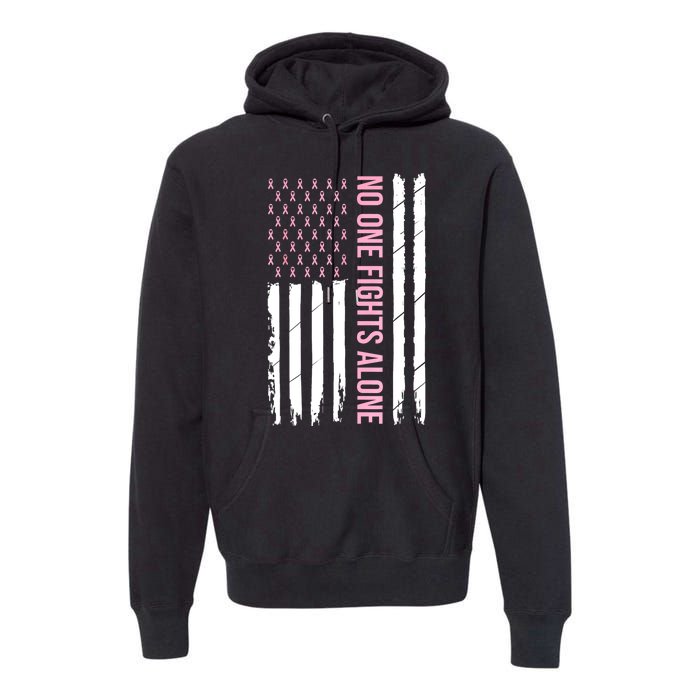 Usa American Flag Breast Cancer Awareness Ribbon Gift Premium Hoodie