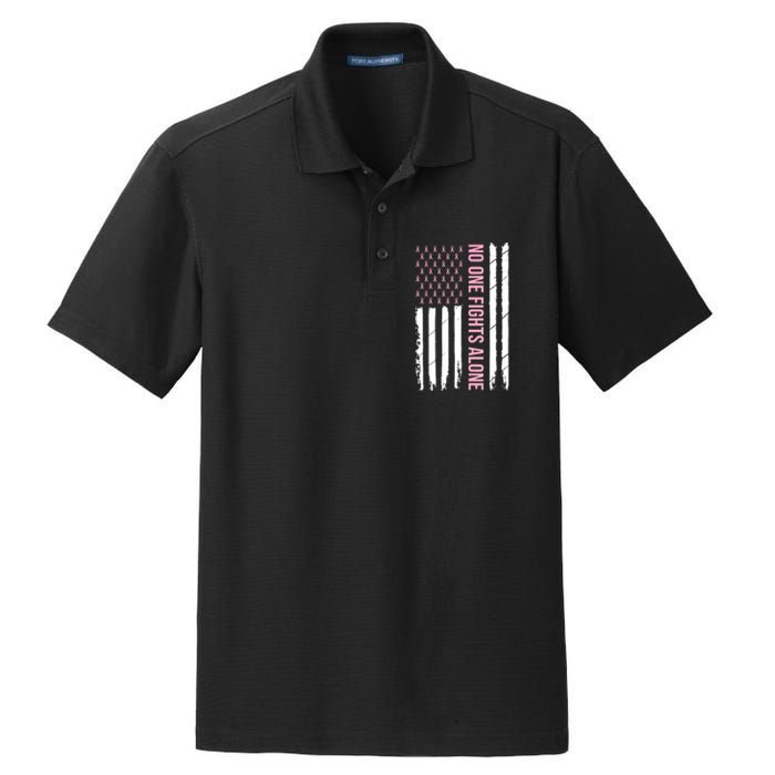 Usa American Flag Breast Cancer Awareness Ribbon Gift Dry Zone Grid Polo