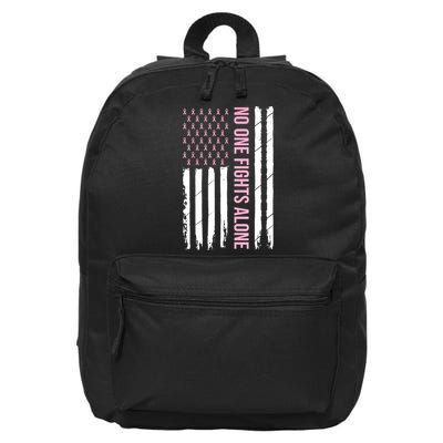 Usa American Flag Breast Cancer Awareness Ribbon Gift 16 in Basic Backpack