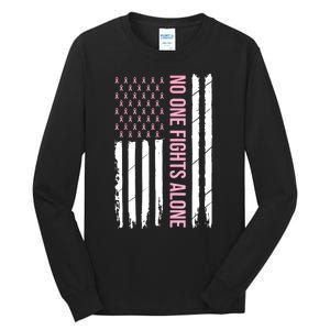 Usa American Flag Breast Cancer Awareness Ribbon Gift Tall Long Sleeve T-Shirt