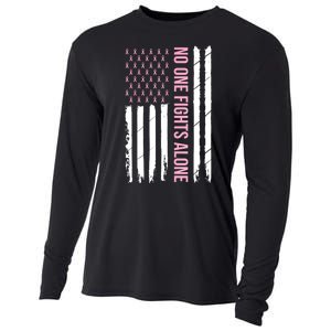 Usa American Flag Breast Cancer Awareness Ribbon Gift Cooling Performance Long Sleeve Crew