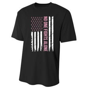 Usa American Flag Breast Cancer Awareness Ribbon Gift Performance Sprint T-Shirt