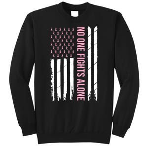 Usa American Flag Breast Cancer Awareness Ribbon Gift Tall Sweatshirt