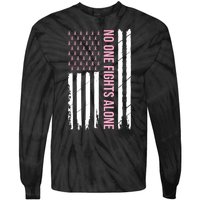 Usa American Flag Breast Cancer Awareness Ribbon Gift Tie-Dye Long Sleeve Shirt