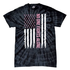 Usa American Flag Breast Cancer Awareness Ribbon Gift Tie-Dye T-Shirt