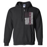 Usa American Flag Breast Cancer Awareness Ribbon Gift Full Zip Hoodie