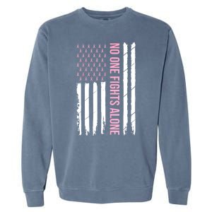 Usa American Flag Breast Cancer Awareness Ribbon Gift Garment-Dyed Sweatshirt