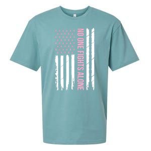 Usa American Flag Breast Cancer Awareness Ribbon Gift Sueded Cloud Jersey T-Shirt