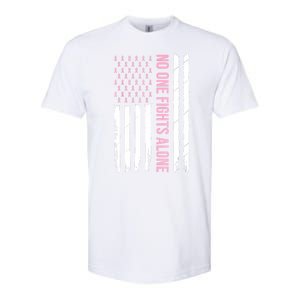 Usa American Flag Breast Cancer Awareness Ribbon Gift Softstyle CVC T-Shirt