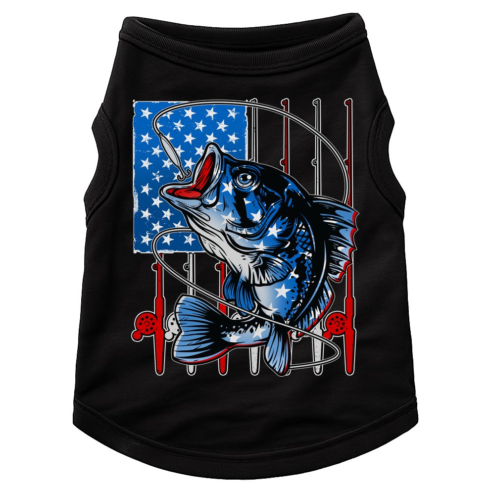 USA American Flag Bass Fishing Doggie Tank