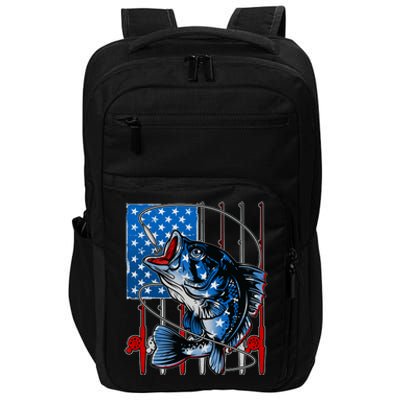 USA American Flag Bass Fishing Impact Tech Backpack