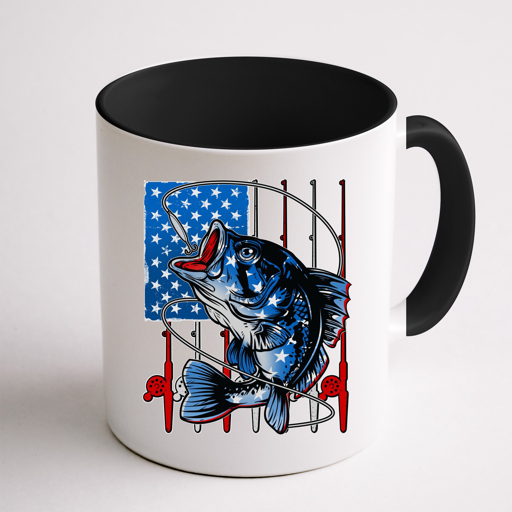 USA American Flag Bass Fishing Mug