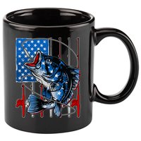 USA American Flag Bass Fishing 11oz C Handle Ceramic Mug