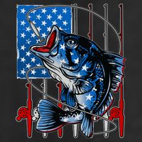 USA American Flag Bass Fishing 11oz C Handle Ceramic Mug
