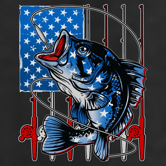 USA American Flag Bass Fishing 11oz C Handle Ceramic Mug