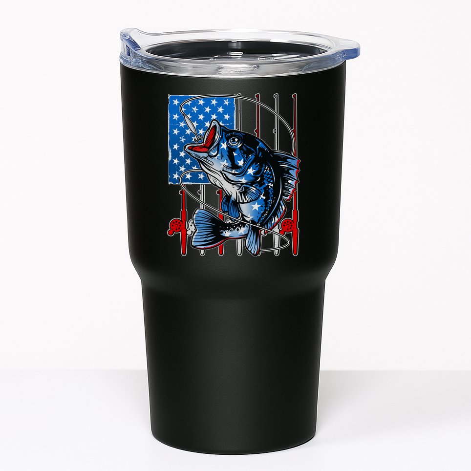 USA American Flag Bass Fishing Tumbler