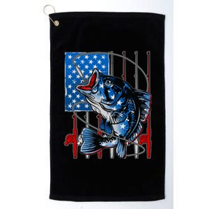 USA American Flag Bass Fishing Platinum Collection Golf Towel