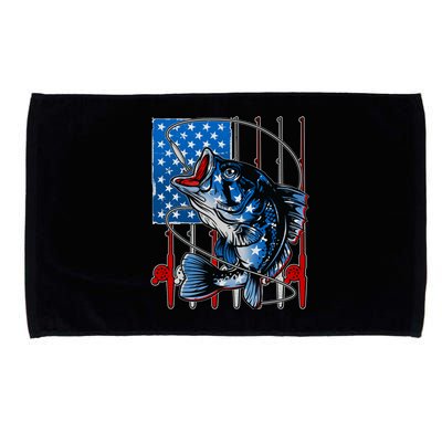 USA American Flag Bass Fishing Microfiber Hand Towel