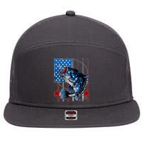 USA American Flag Bass Fishing 7 Panel Mesh Trucker Snapback Hat