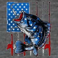 USA American Flag Bass Fishing 7 Panel Mesh Trucker Snapback Hat