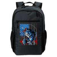 USA American Flag Bass Fishing Daily Commute Backpack