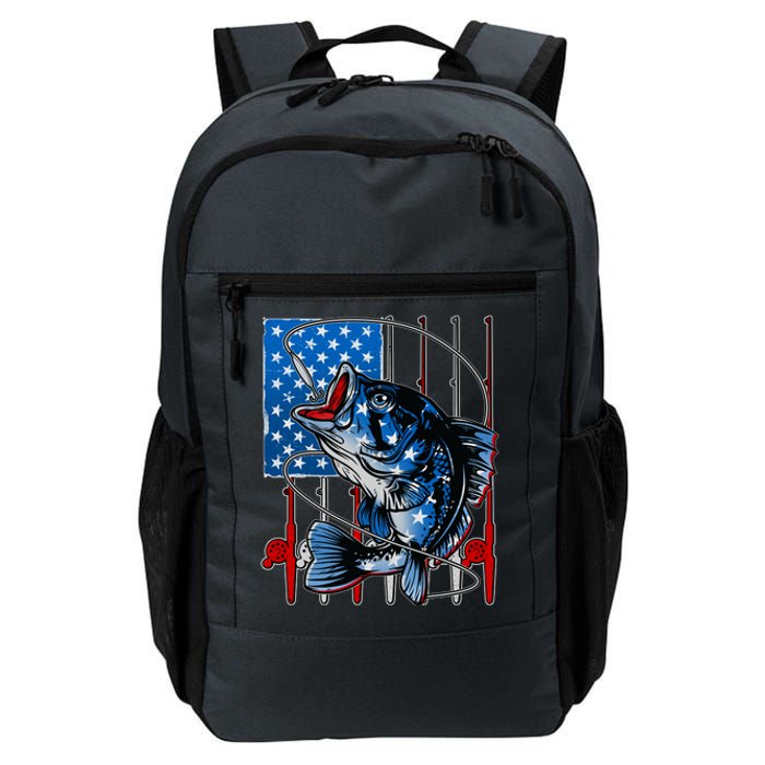 USA American Flag Bass Fishing Daily Commute Backpack