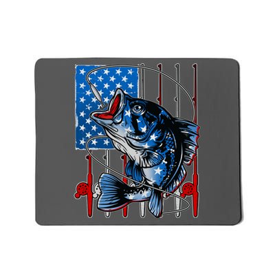 USA American Flag Bass Fishing Mousepad