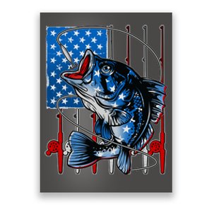 USA American Flag Bass Fishing Poster