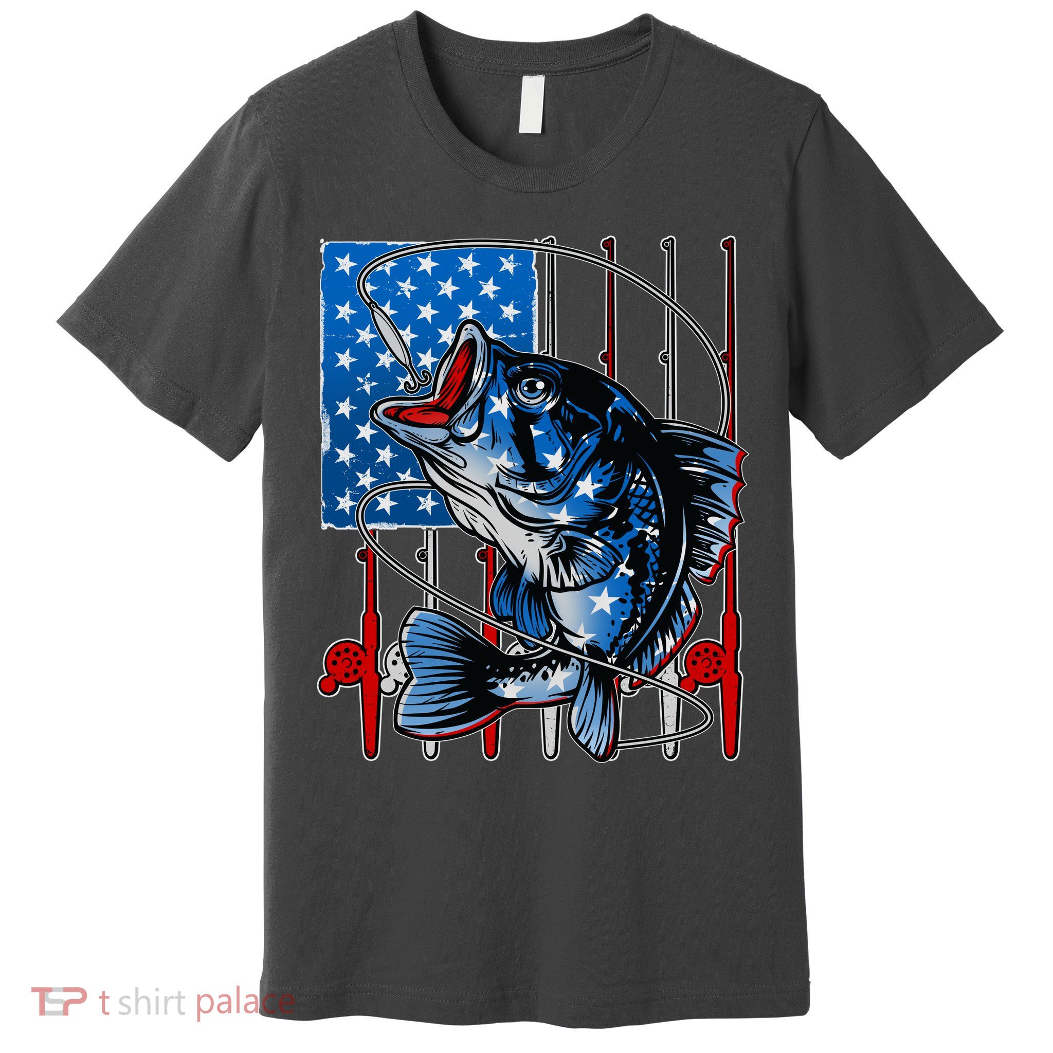 USA American Flag Bass Fishing Premium T-Shirt