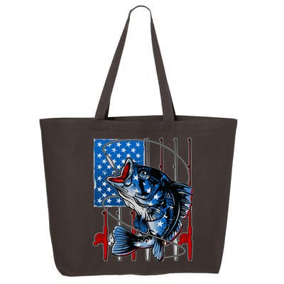 USA American Flag Bass Fishing 25L Jumbo Tote