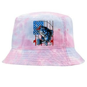 USA American Flag Bass Fishing Tie-Dyed Bucket Hat