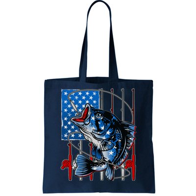 USA American Flag Bass Fishing Tote Bag