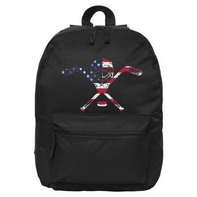Usa American Flag Ice Hockey Goalie Mask Stick Patriotic 16 in Basic Backpack