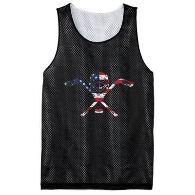 Usa American Flag Ice Hockey Goalie Mask Stick Patriotic Mesh Reversible Basketball Jersey Tank