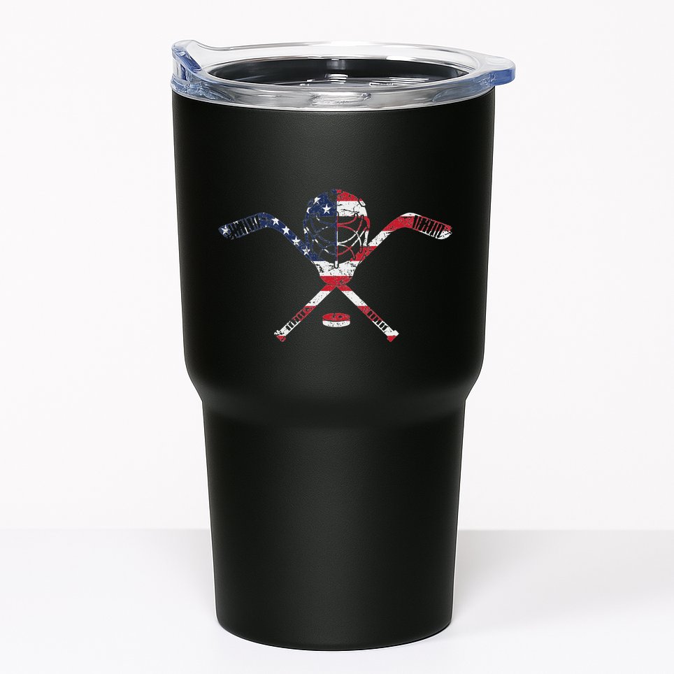 Usa American Flag Ice Hockey Goalie Mask Stick Patriotic Tumbler