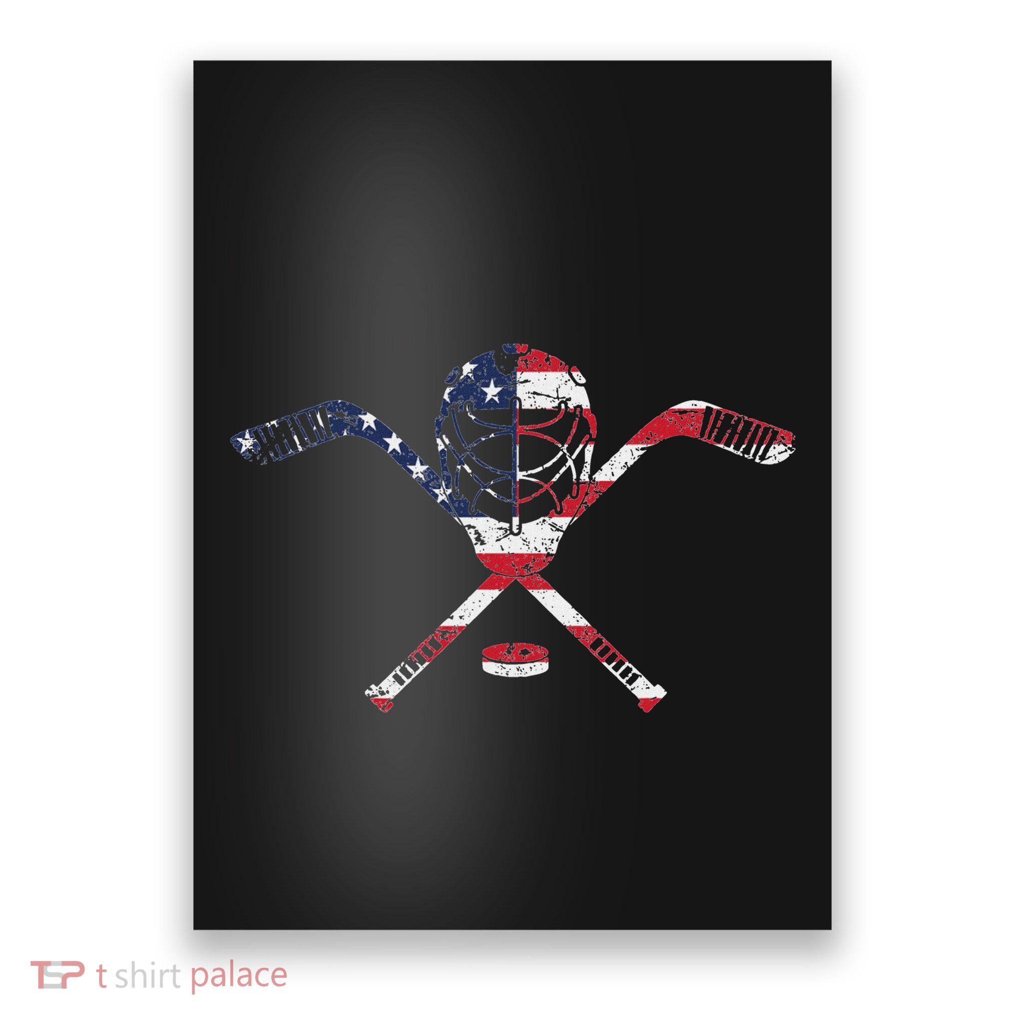 Usa American Flag Ice Hockey Goalie Mask Stick Patriotic Poster